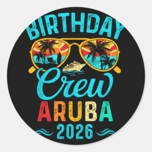 Aruba verjaardagscrew vakantie 2026 familie matchi ronde sticker