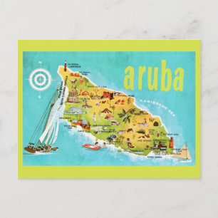 Aruba Vintage Eiland Kaart Ansichtkaart