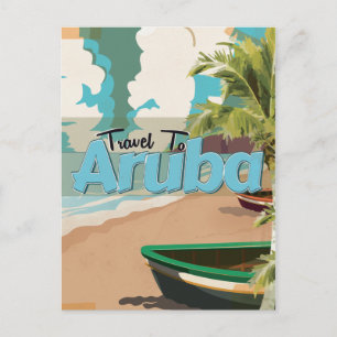 Aruba vintage reisposter. briefkaart