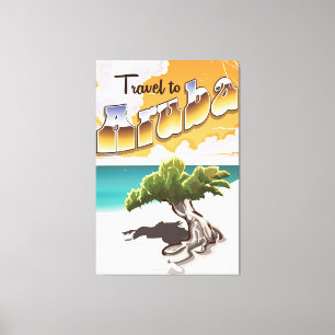 Aruba vintage strand reisprint canvas afdruk