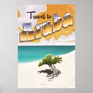 Aruba vintage strand reisprint poster