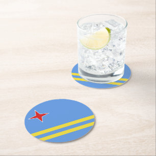 Aruba-vlag Ronde Kartonnen Onderzetter