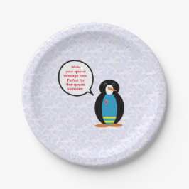 Aruba Vlag Vakantie Ms. Penguin aan het praten Papieren Bordje