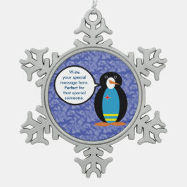 Aruba Vlag Vakantie Ms. Penguin aan het praten Tin Sneeuwvlok Ornament