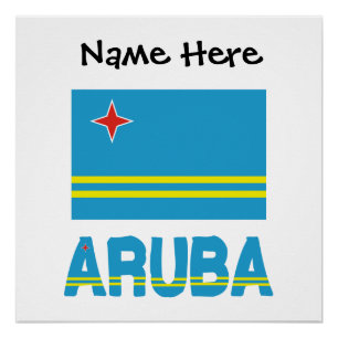 Aruba Vlag Zwart Personalisatie Perfect Poster