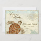 Aruba Zeeschildpad Modern Kust Oceaan Strand Save The Date (Achterkant)