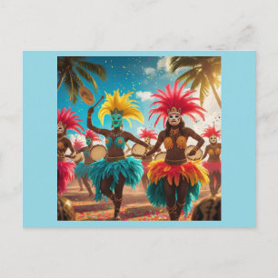 Arubaanse carnavalskleuren vliegen feestdagenkaart