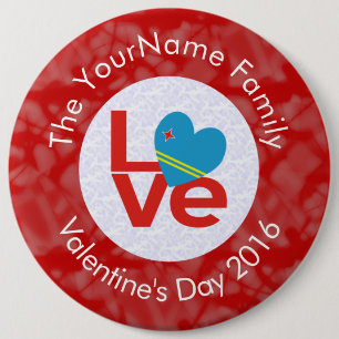 Arubaanse Vlag Rode Letters LOVE Wit op Rood Ronde Button 6,0 Cm