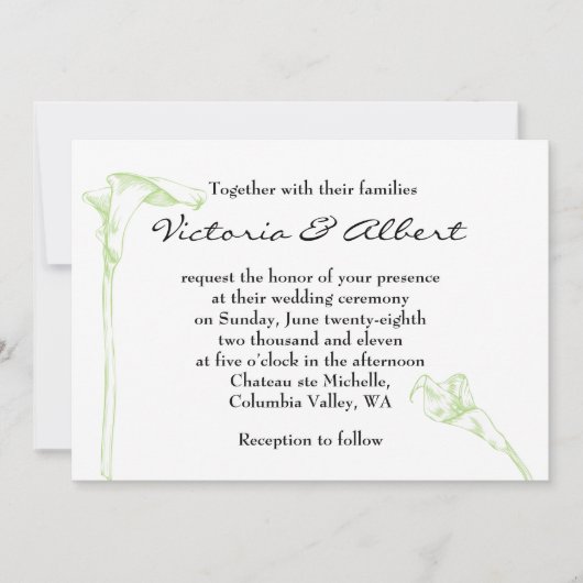 Arum Flower Wedding Invitation Kaart (Voorkant)