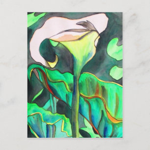 Arum Lily waterverf originele kunst schilderij Briefkaart