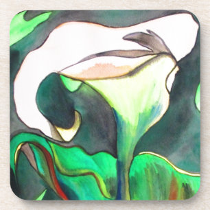Arum Lily waterverf originele kunst schilderij Drankjes Onderzetter