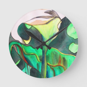 Arum Lily waterverf originele kunst schilderij Ronde Klok