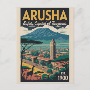Arusha Tanzania Retro Reisposter Kunst Briefkaart