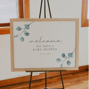 ARYA Eucalyptus Groene Baby Shower Welkomstposter Poster