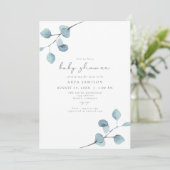 ARYA Rustic Eucalyptus Greenery Baby shower Kaart (Staand voorkant)