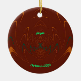 ARYAN ~ 3D KERSTMIS Rood Groen Sinaasappel 2024 Keramisch Ornament
