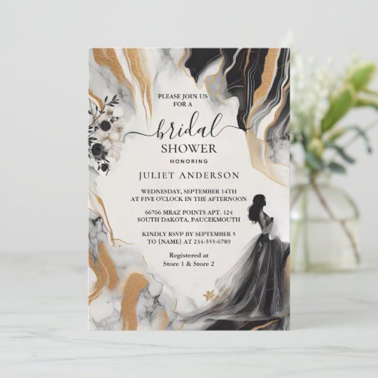 As Natural Work Stacked Stone Marble Bridal Shower Kaart (Staand voorkant)