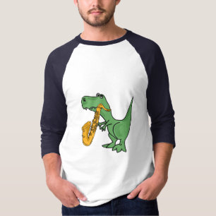 AS-Saxophone die T-Rex Dinosaur Shirt speelt