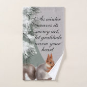 As winter weaves its snowy art, let gratitude warm (Serviette à main)