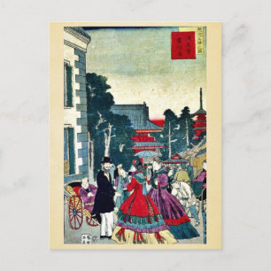 Asakusa, telegraferbureau, Utagawa, Kuniteru Briefkaart