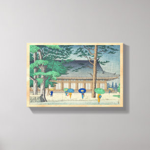 Asano Takeji Rain bij Sanjusangendo Temple art Canvas Afdruk