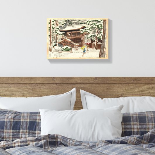 Asano Takeji Snow in Yuki Shrine hanga art Canvas Afdruk (Insitu (Slaapkamer))