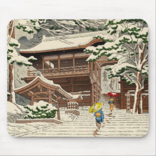 Asano Takeji Snow in Yuki Shrine hanga art Muismat