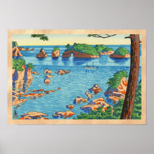 Asano Takeji Uitzichten van Wakayama Kinomastushim Poster