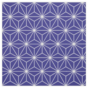 Asanoha Geometric Stars Dark Blue Stof
