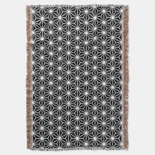 Asanoha Style - Wit op zwart Deken (Voorkant Verticaal)