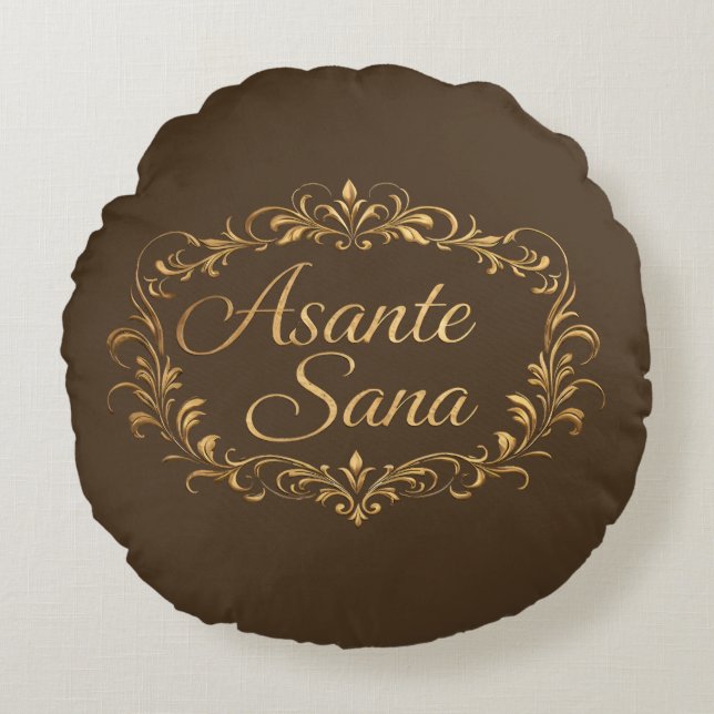 Asante Sana Espresso & Tan  – Gilded F Reversible  Rond Kussen (Voorkant)