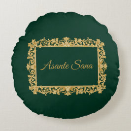 Asante Sana Forest Green & Ivory – Fram Reversible Rond Kussen