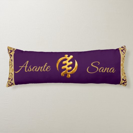 Asante Sana "Gye Nyame" Deep Purple Adinkra Achemp Lichaamskussen (Voorkant)