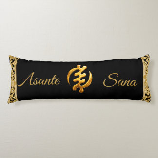 Asante Sana: Gye Nyame Gold Black Adinkra Heritage Lichaamskussen
