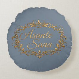 Asante Sana Slate & Butter Cream – Gilded Oval Zen Rond Kussen