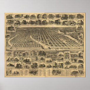 Asbury Park New Jersey 1897 Antiek Panorama Poster