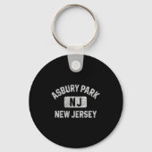 Asbury Park New Jersey Gym Style Distressed White Sleutelhanger (Voorkant)