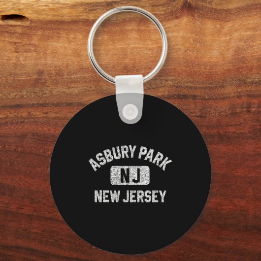 Asbury Park New Jersey Gym Style Distressed White Sleutelhanger (Voorkant)