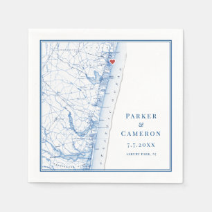 Asbury Park New Jersey Kaart Elegante bruiloft Servet