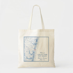 Asbury Park New Jersey Kaart Elegante huwelijksgun Tote Bag