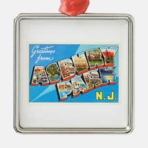 Asbury Park New Jersey NJ Vintage Travel Briefkaar Metalen Ornament
