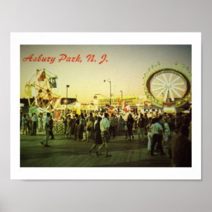 Asbury Park, NJ Amusements on the Boardwalk Poster