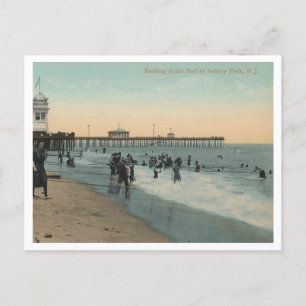 Asbury Park NJ, Baden in het Surf 1912 Vintage Briefkaart