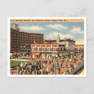 Asbury Park NJ Boardwalk, Hotels 1951 Retro Briefkaart