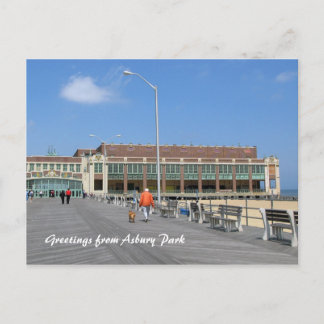 Asbury Park NJ Boardwalk - Man wandelende hond Briefkaart