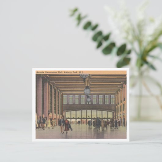 Asbury Park NJ, Convention Hall Arcade jaren 1940 Briefkaart (Staand voorkant)