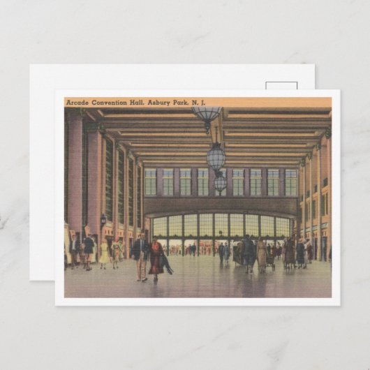 Asbury Park NJ, Convention Hall Arcade jaren 1940 Briefkaart (Voorkant / Achterkant)