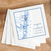 Asbury Park NJ Kaart Elegante Navy Blue Wedding