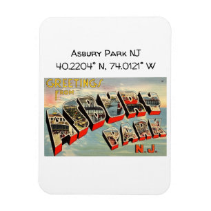 Asbury Park NJ Map Coördinaten  stijl Magneet