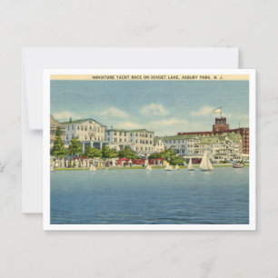 Asbury Park NJ, miniatuur jacht race stijl Briefkaart